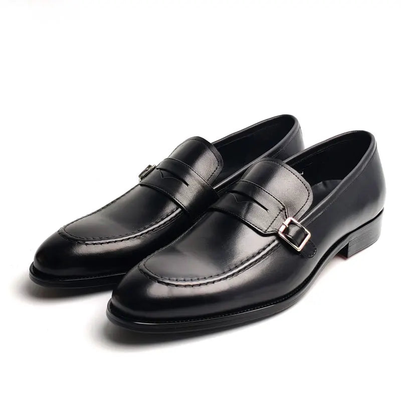 TREKHE | Klassischer Büro-Loafer – Slipper mit spitzer Spitze aus echtem Rindsleder