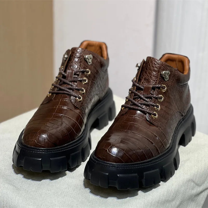 TREKHE | Crocodile Outdoor Lace-Up – Rugged Sole, Elevated Everyday Elegance