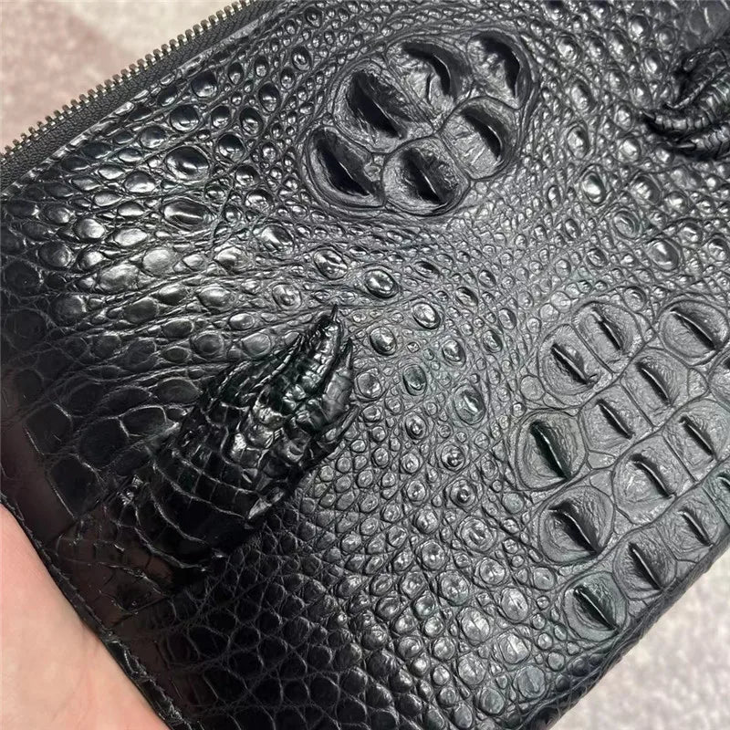 TREKHE | Crest Crocodile Envelope Clutch – Edle Business-Handgelenktasche