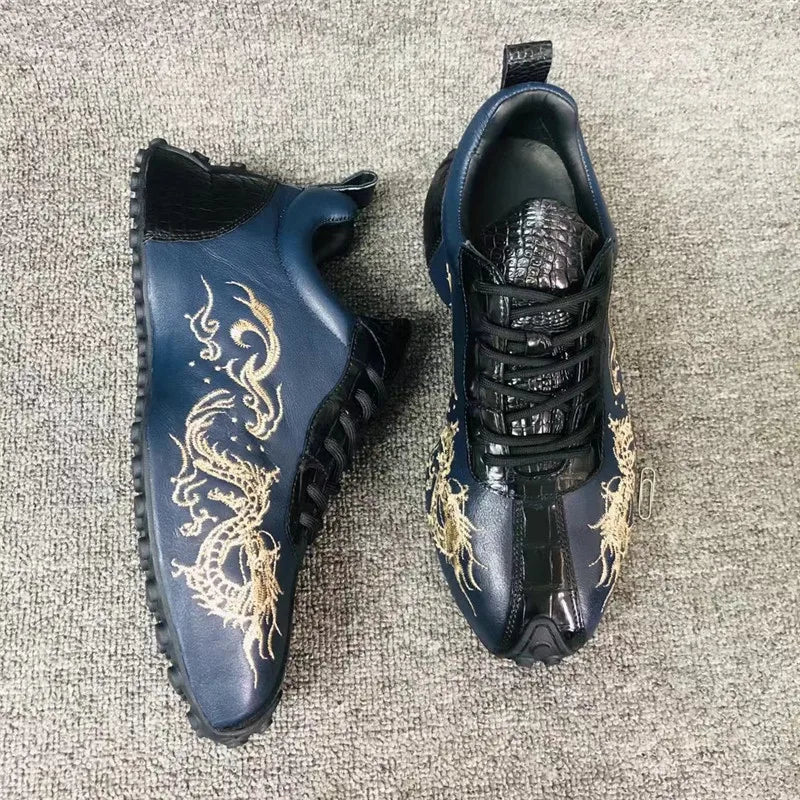 TREKHE | Imperial Dragon Sneakers – Schnürschuhe mit Krokodilstickerei
