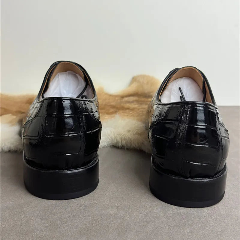 TREKHE | Prestige Crocodile Oxford – Genuine Exotic Leather Lace-Up Shoes
