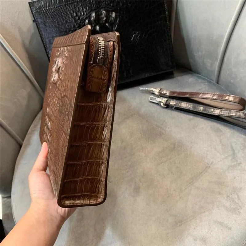TREKHE | Fortress Crocodile Hard Clutch – Aktentasche aus strukturiertem Leder