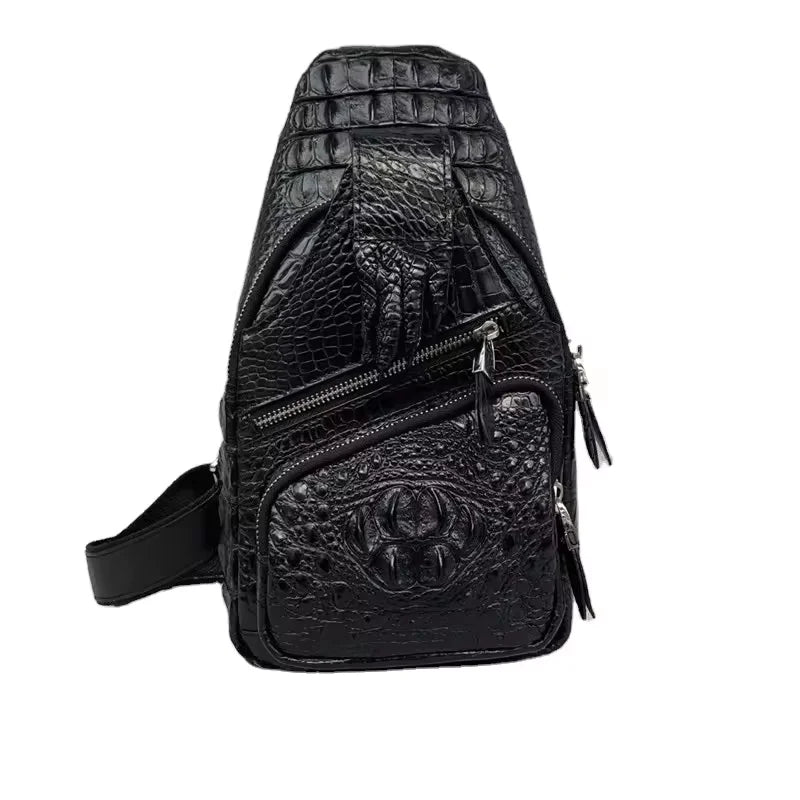 TREKHE | Alligator Claw Signature Chest Bag – 100% Genuine Crocodile Leather Handcrafted Crossbody for Men