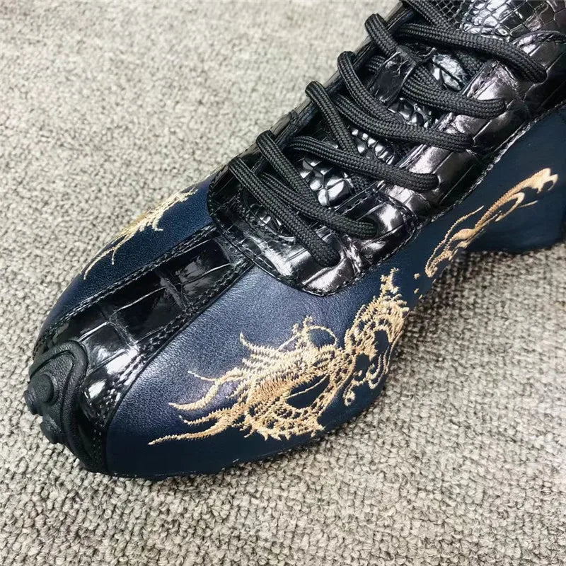 TREKHE | Imperial Dragon Sneakers – Schnürschuhe mit Krokodilstickerei