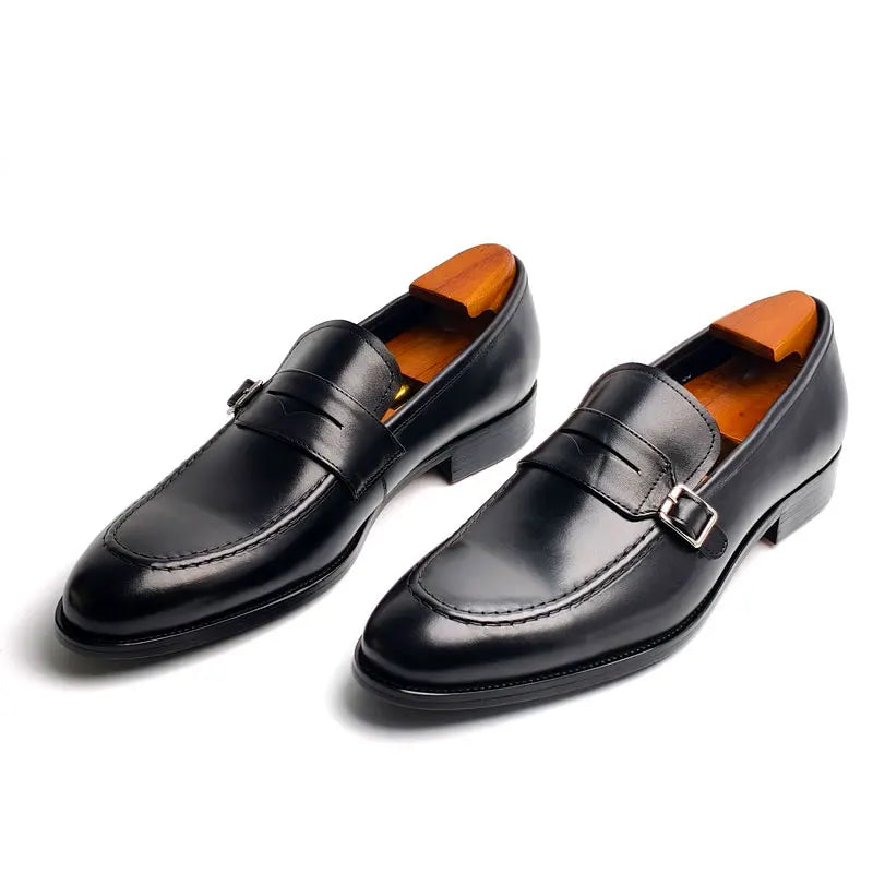 TREKHE | Klassischer Büro-Loafer – Slipper mit spitzer Spitze aus echtem Rindsleder