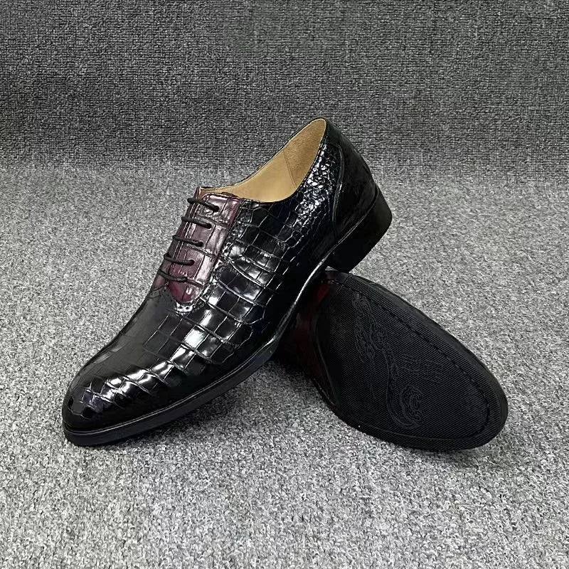 TREKHE | Prestige Dual-Tone Crocodile Oxford – Genuine Belly Skin, Handcrafted for Statement Elegance