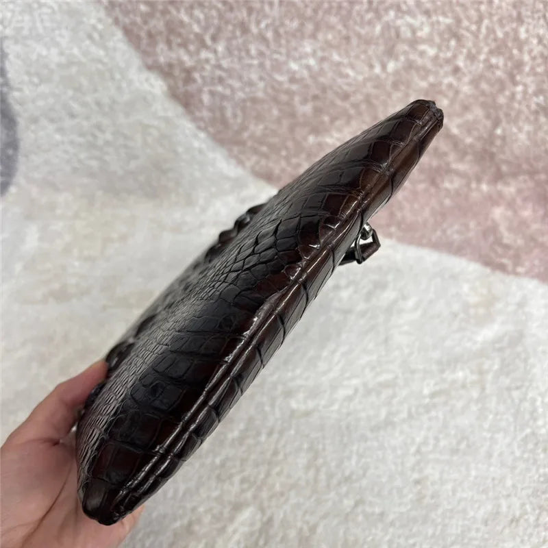 TREKHE | Heritage Crocodile Envelope Clutch – Klassische Leder-Handgelenktasche
