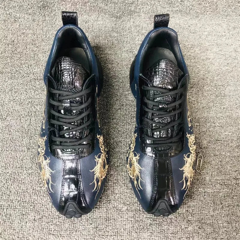 TREKHE | Imperial Dragon Sneakers – Schnürschuhe mit Krokodilstickerei
