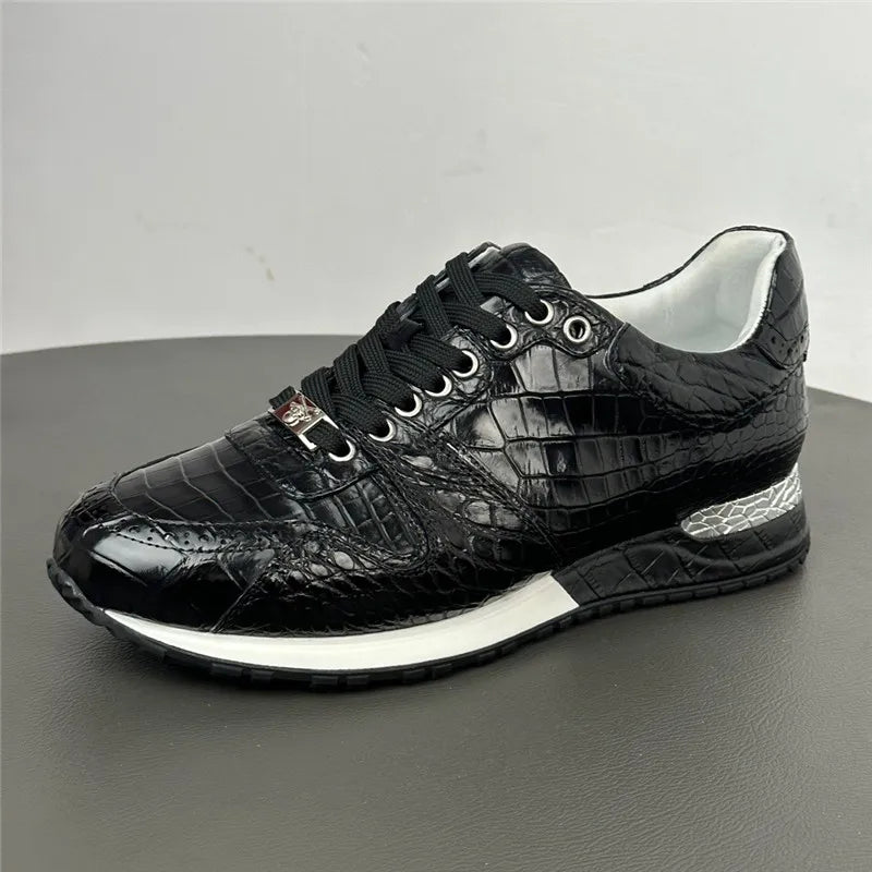 TREKHE | Crocodile Outdoor Schnürschuh – Alltagstaugliche Stärke aus exotischem Leder