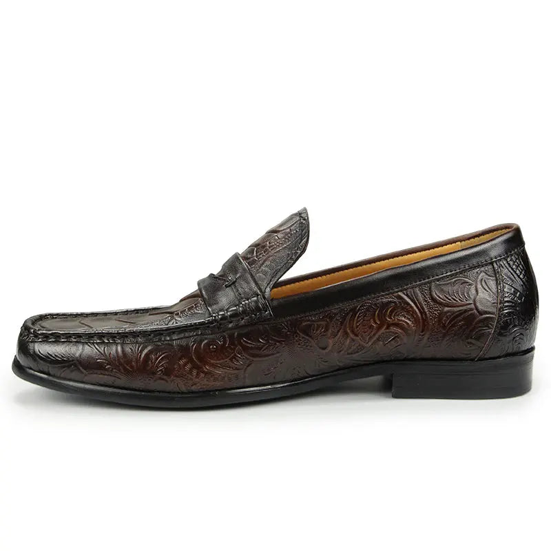 TREKHE | Klassische bedruckte Loafer – Slip-On-Echtleder für Eleganz im Alltag