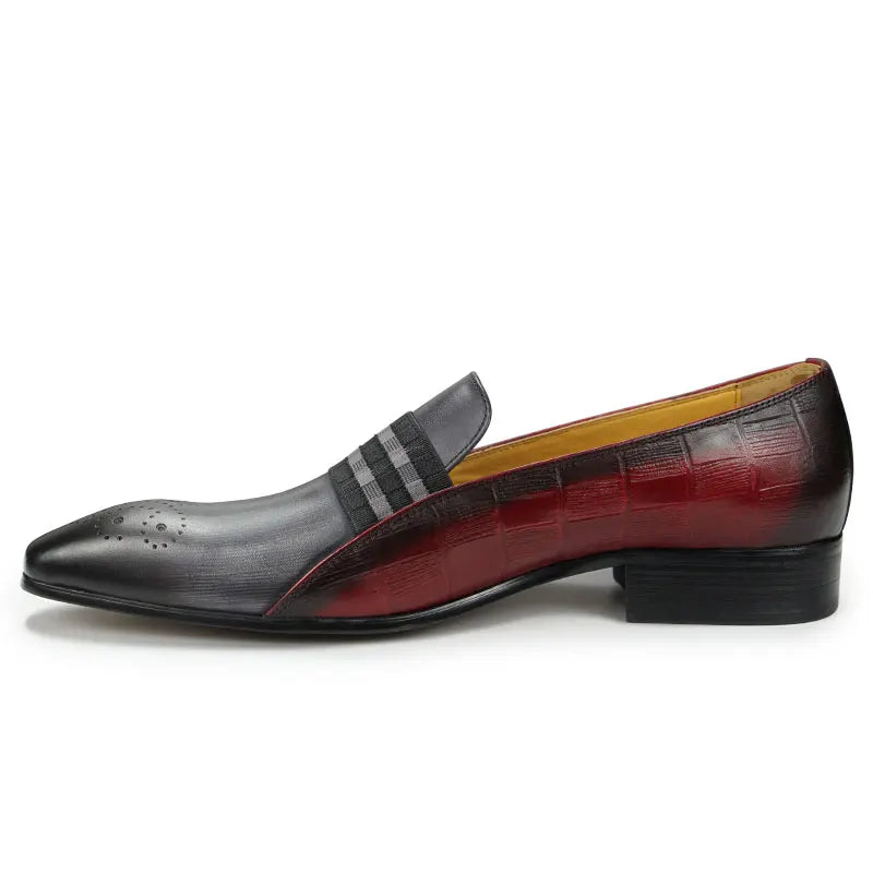 TREKHE | Grau-schwarze Slip-On-Loafer – Handgefertigtes Leder mit gestreiftem Akzent