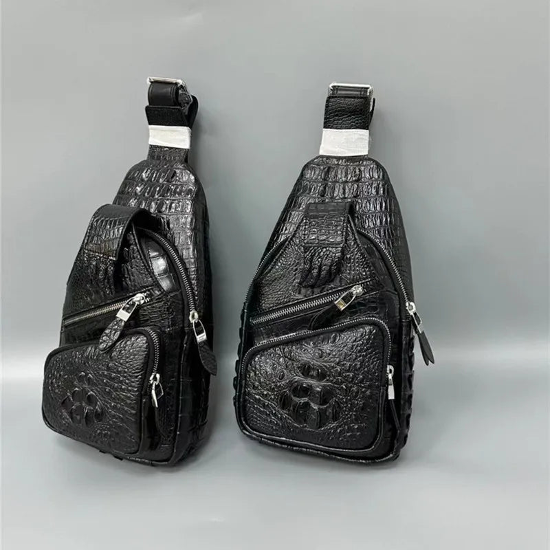 TREKHE | Alligator Claw Signature Chest Bag – 100% Genuine Crocodile Leather Handcrafted Crossbody for Men
