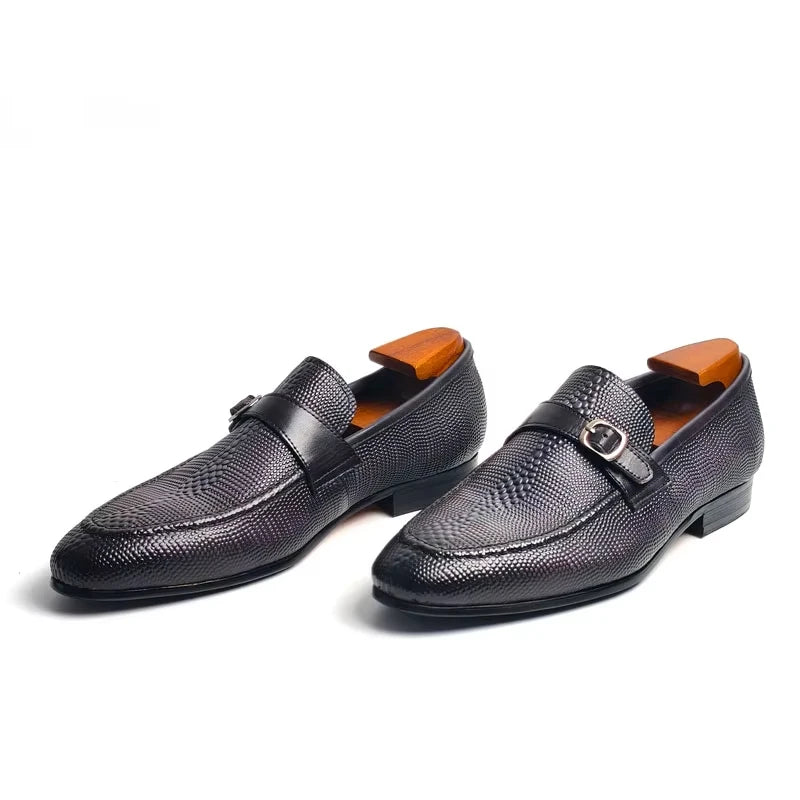 TREKHE | Signature Loafer mit Schnalle – Echtes Leder mit Animalprint-Prägung
