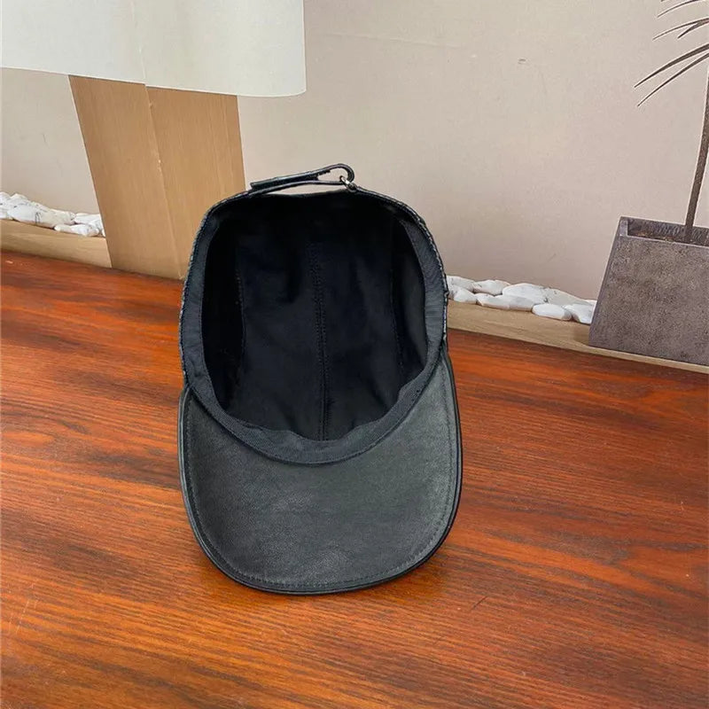 TREKHE | Prestige Snapback aus Alligatorleder – 100 % echtes exotisches Leder, verstellbare schwarze Kappe