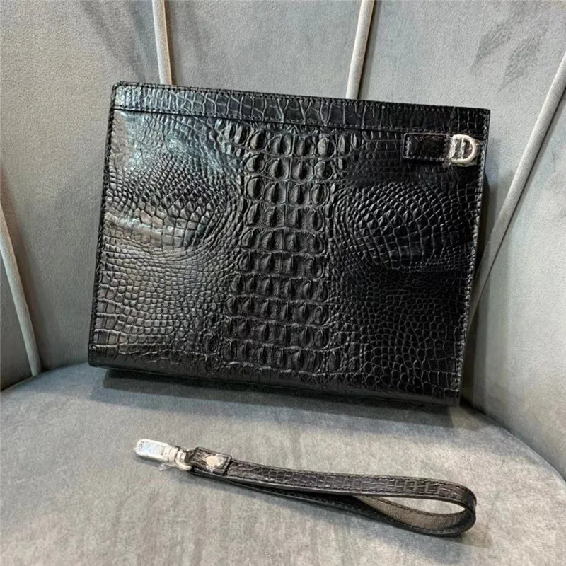 TREKHE | Fortress Crocodile Hard Clutch – Aktentasche aus strukturiertem Leder