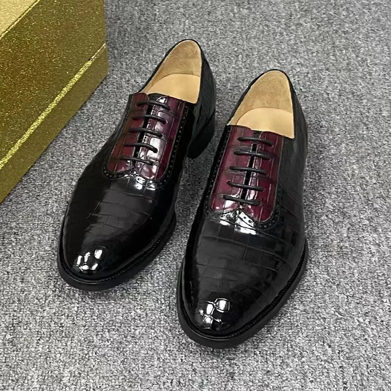TREKHE | Prestige Dual-Tone Crocodile Oxford – Genuine Belly Skin, Handcrafted for Statement Elegance