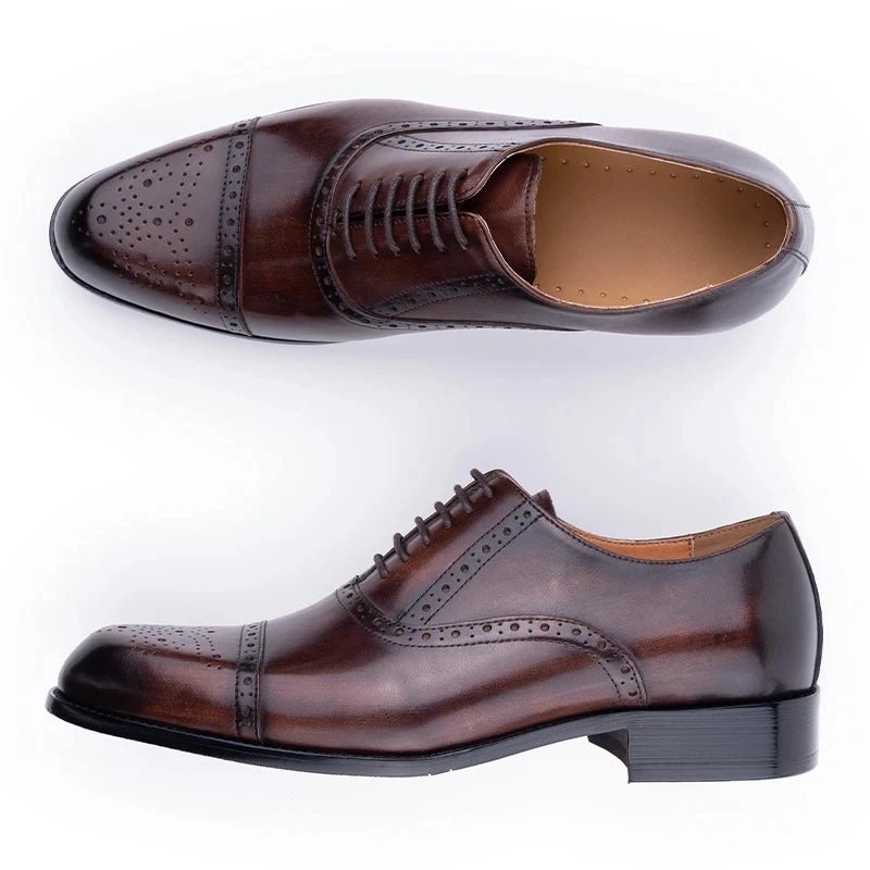 TREKHE | Classic Brogue Oxford – Handcrafted Genuine Leather Men's Dress Shoes