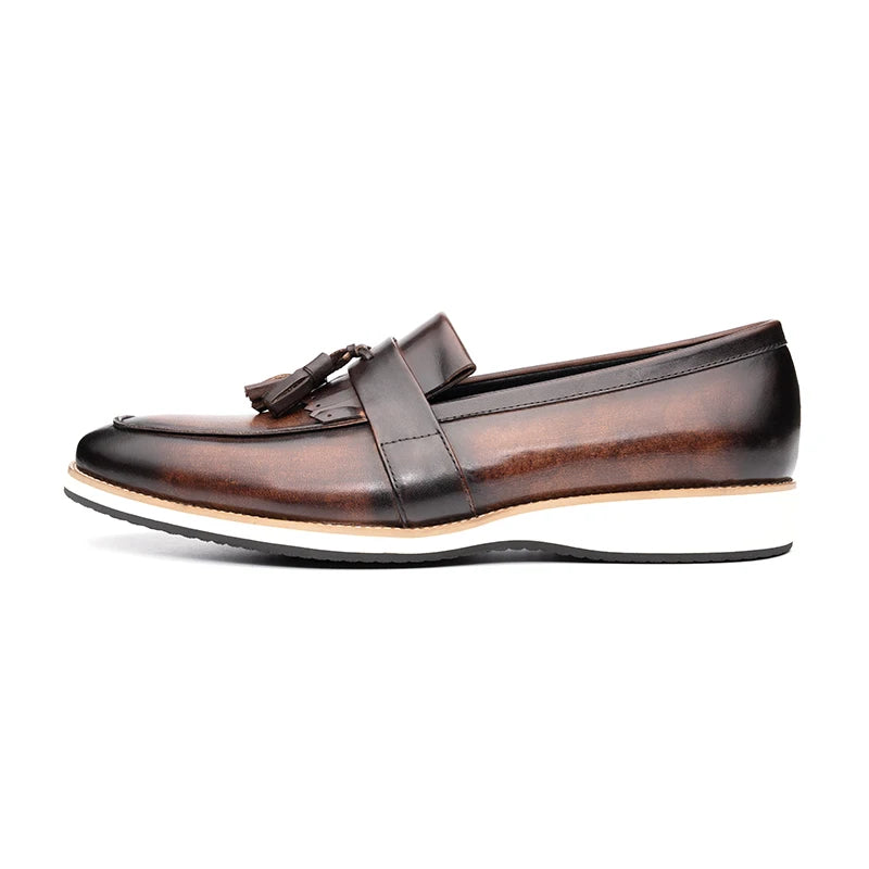Fashion Men Loafers Leather Shoes One Step Slip-On Comfortable Office Street New in Footwear for Male Italian Style EVA Outsole