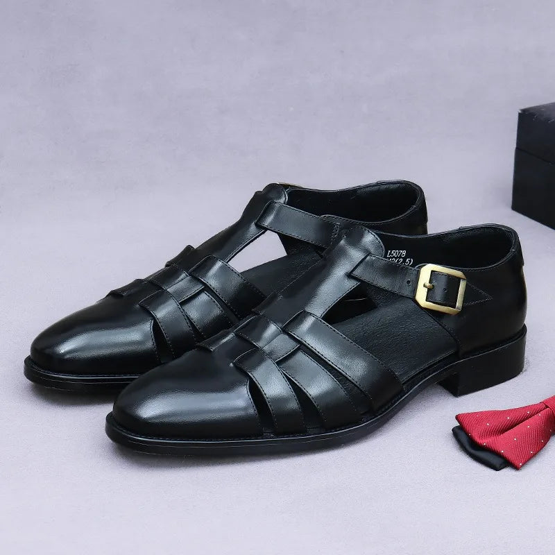 Summer New Top Layer Cowhide Genuine Leather Sandals Fashionable Casual Comfortable Shoes for Men
