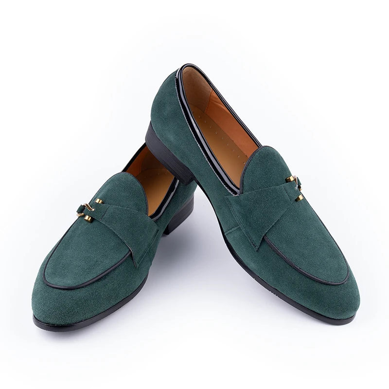 Classic Casual Loafers Men Cow Suede Shoes Elegant Fashion Office Daily Slip-On Comfortable Outdoor Adult Footwear 3Color Design