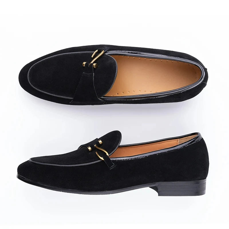 Classic Casual Loafers Men Cow Suede Shoes Elegant Fashion Office Daily Slip-On Comfortable Outdoor Adult Footwear 3Color Design